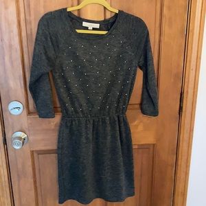 Loft Sweater Dress Size XS Gray with Beads